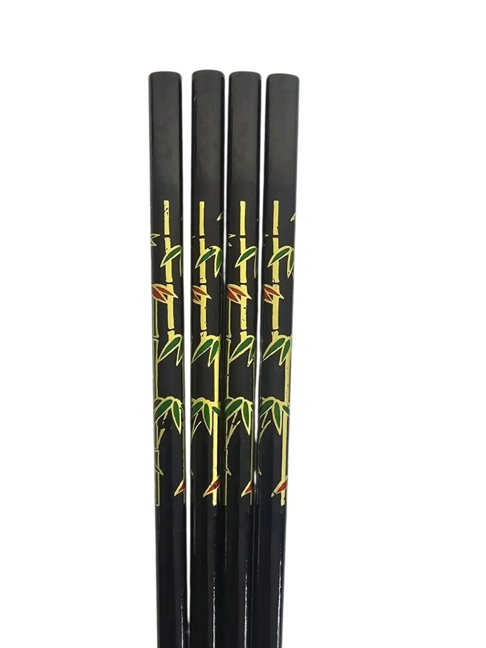 Vintage Pier 1 Black Chopsticks Lacquer Bamboo Leaves Design 9